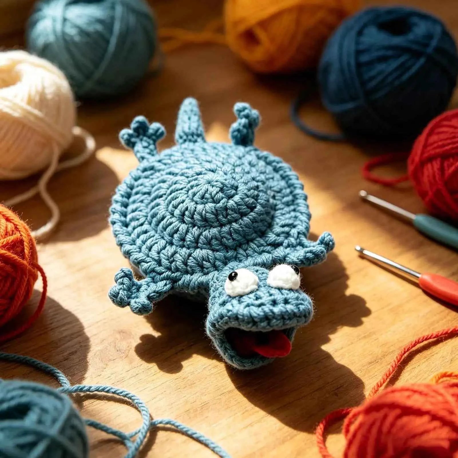 Crocheting Cup Coaster Animal-Themed Table Protection Ornament Funny Crochet Lizard Coaster for Bedroom Nightstand Birthday