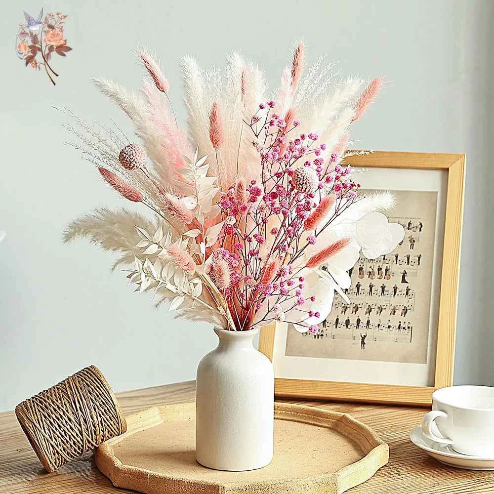 Pink White Dried Flowers Mariage Bouquet Centerpieces for Weddings Natural Pampas Grass Real Gypsophile Nordic Boho Home Decor