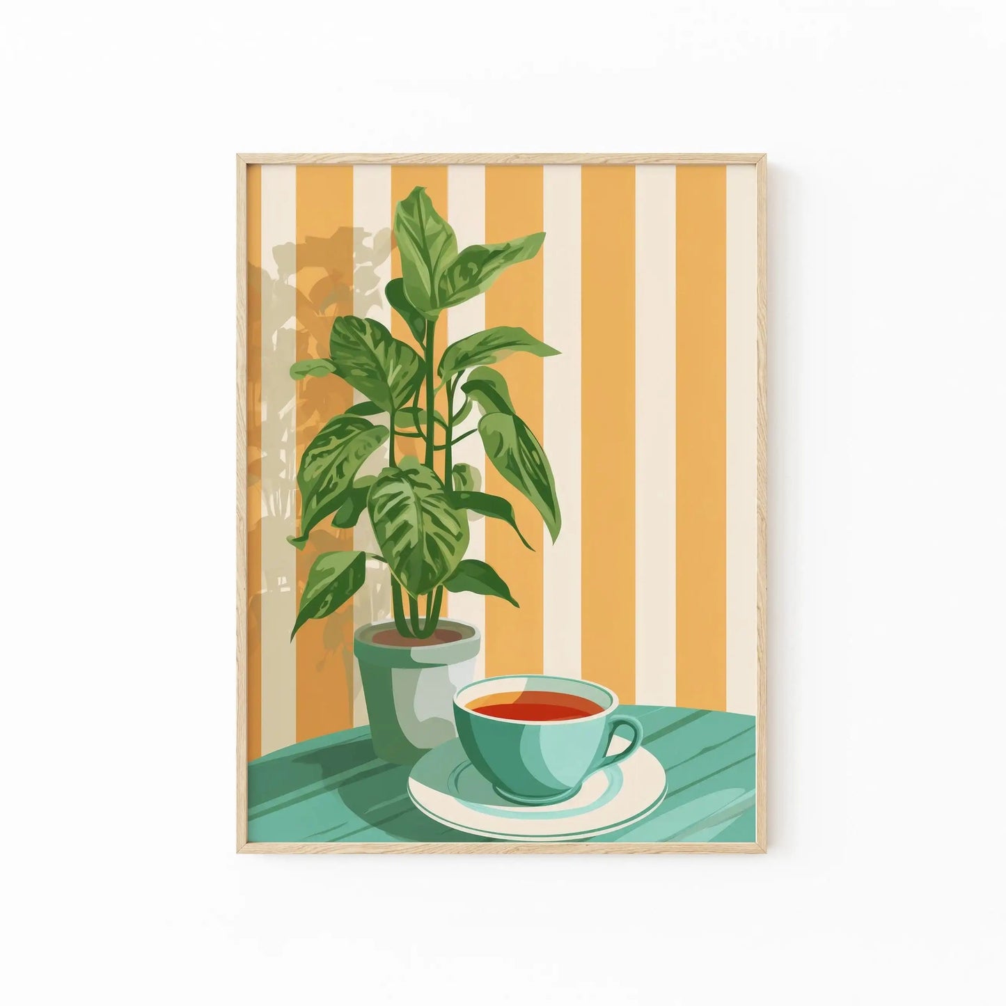 Vintage Coffee Plant Warm Stripes Canvas Prints Poster Retro MinimalistSuitable for Decoration in Living Rooms Bedrooms The Home Essentials