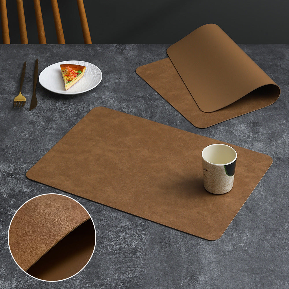 Luxury Placemat Leather Waterproof Double Layer Cowhide  Western Food Mat Hotel Insulation Mat Placemats for Dinning Table The Home Essentials