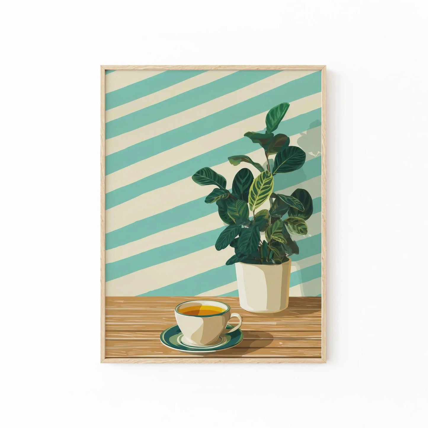 Vintage Coffee Plant Warm Stripes Canvas Prints Poster Retro MinimalistSuitable for Decoration in Living Rooms Bedrooms The Home Essentials