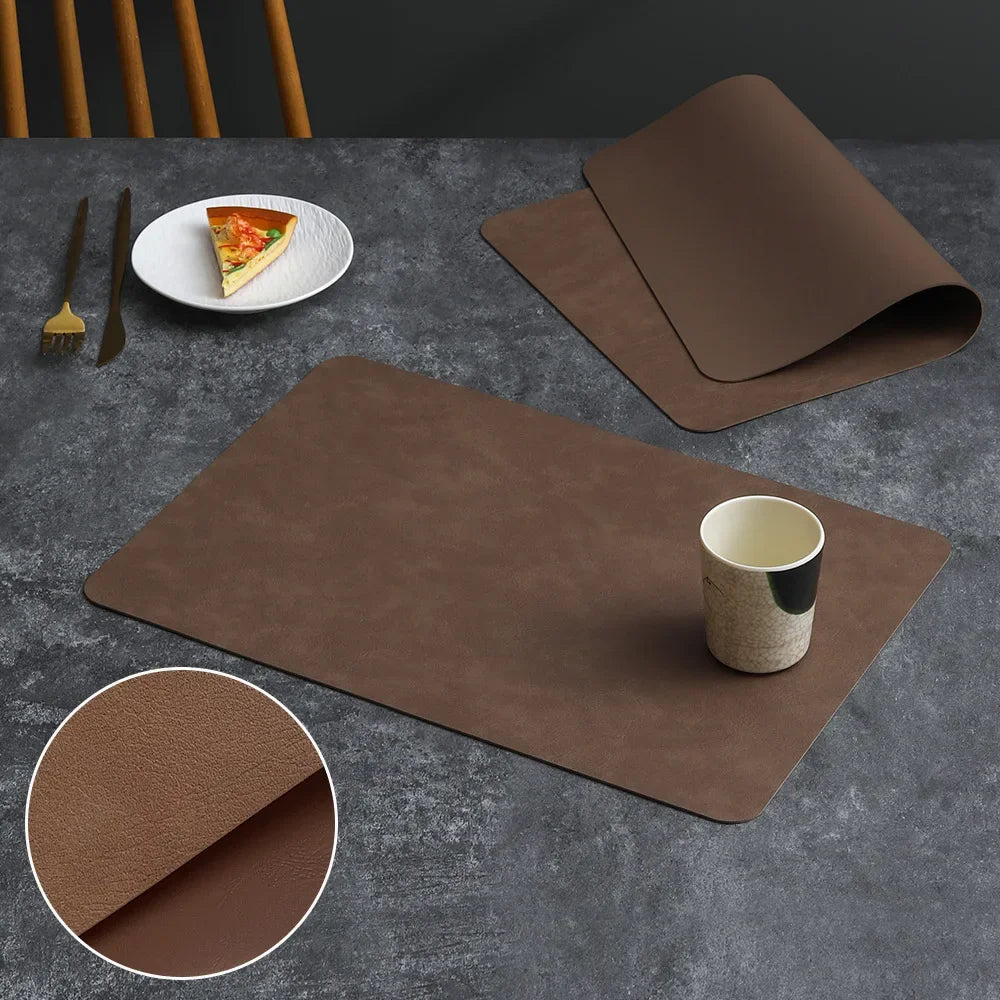 Luxury Placemat Leather Waterproof Double Layer Cowhide  Western Food Mat Hotel Insulation Mat Placemats for Dinning Table The Home Essentials