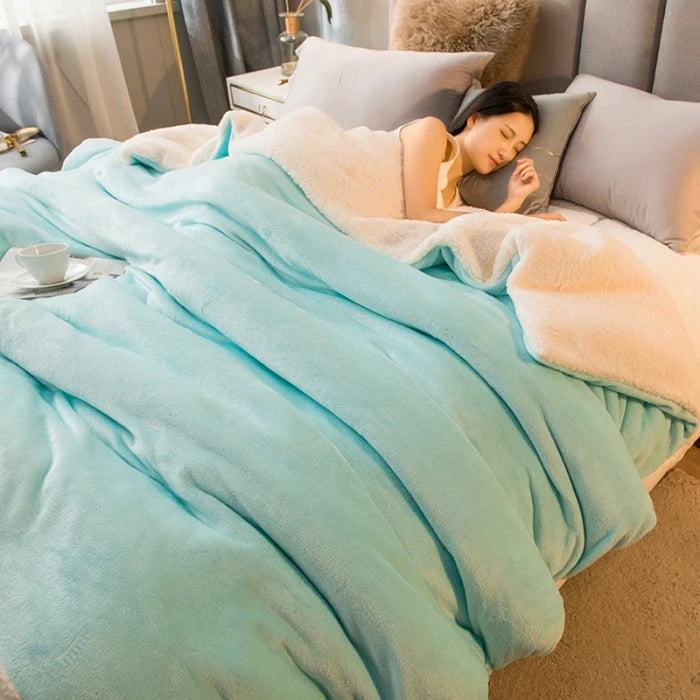 Wool Throw Blanket Keep Warm Winter Bed Blankets Double Sided Queen Duvet Cover Camping Double Bed Cover Bedspread On The Bed The Home Essentials