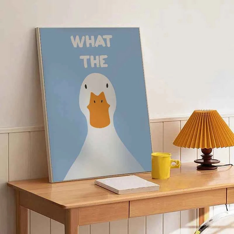 What the Duck Print Art Picture Funny Cute Animal Canvas Posters Modern Wall Painting for Bathroom Bedroom Dorm Decor