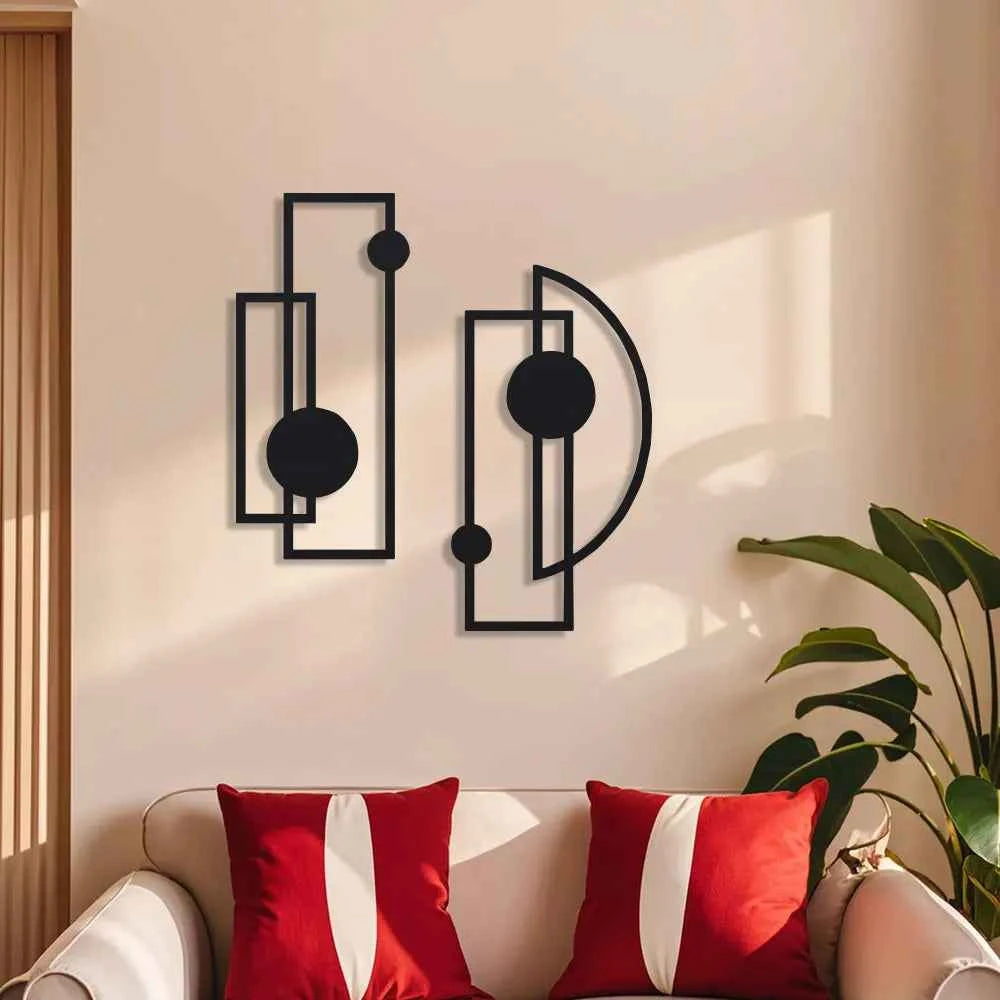 2pcs/set Metal Wall Decor, Metal Wall Art Minimalist, Wall Art Abstract Metal Hollow Vertical Decorations, Wall Sculptures