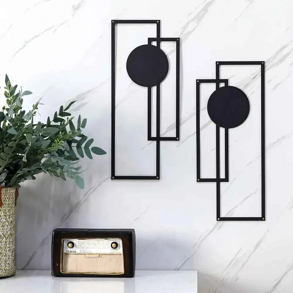 2Pcs Metal Wall Decoration Metal Wall Art Minimalist Wall Art Abstract Metal Vertical Decorations Sculptures Geometric