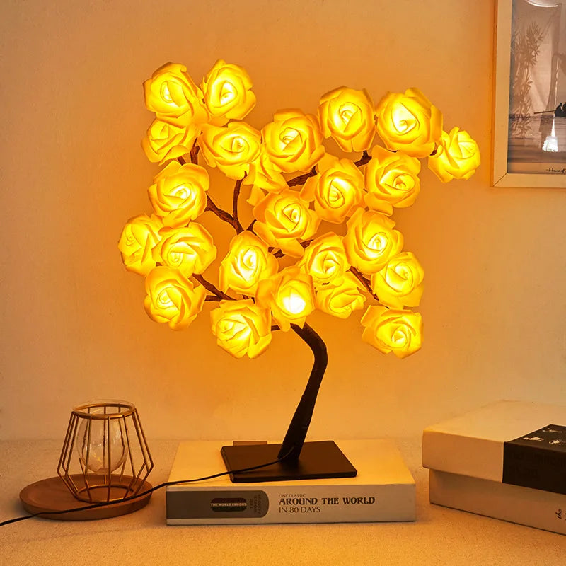 LED Rose Leaf Table Lamp USB Christmas Tree Fairy Light Night Lights Home DIY Party Wedding Bedroom Decoration Mother's Day Gift The Home Essentials