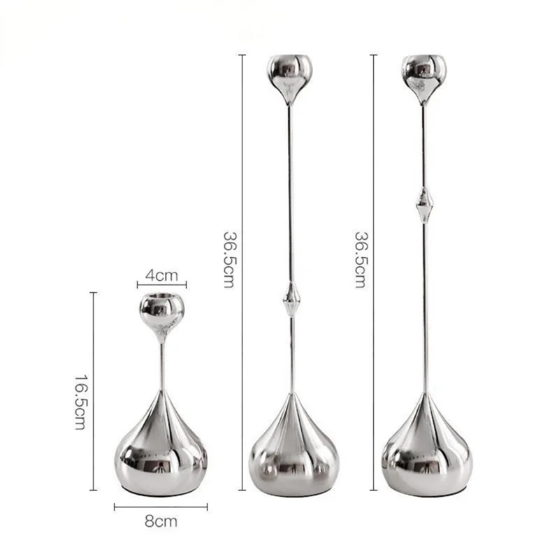 A69ecandle Holder Silver Metal Candlestick Romantic Art Table Decoration For Home Dining,Wedding Photography Props The Home Essentials