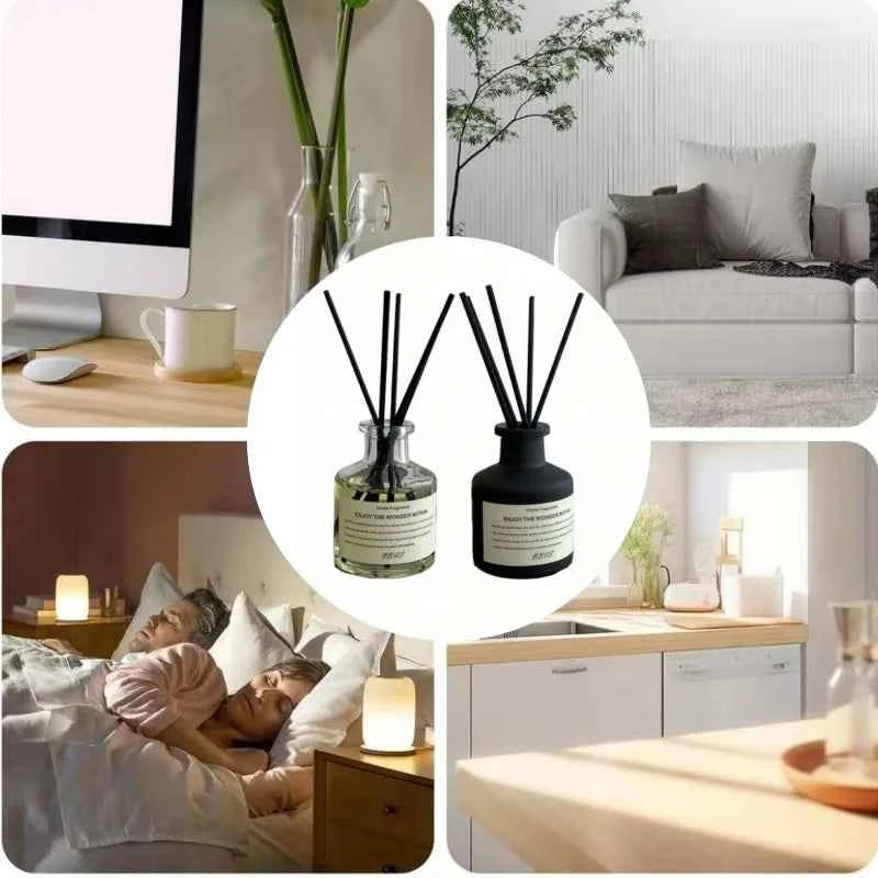 50ml Flameless Home Fragrance Room Flameless Freesia Jasmine Fragrance Oil with Reed Diffuser Stick Home Room Air Freshener Deco