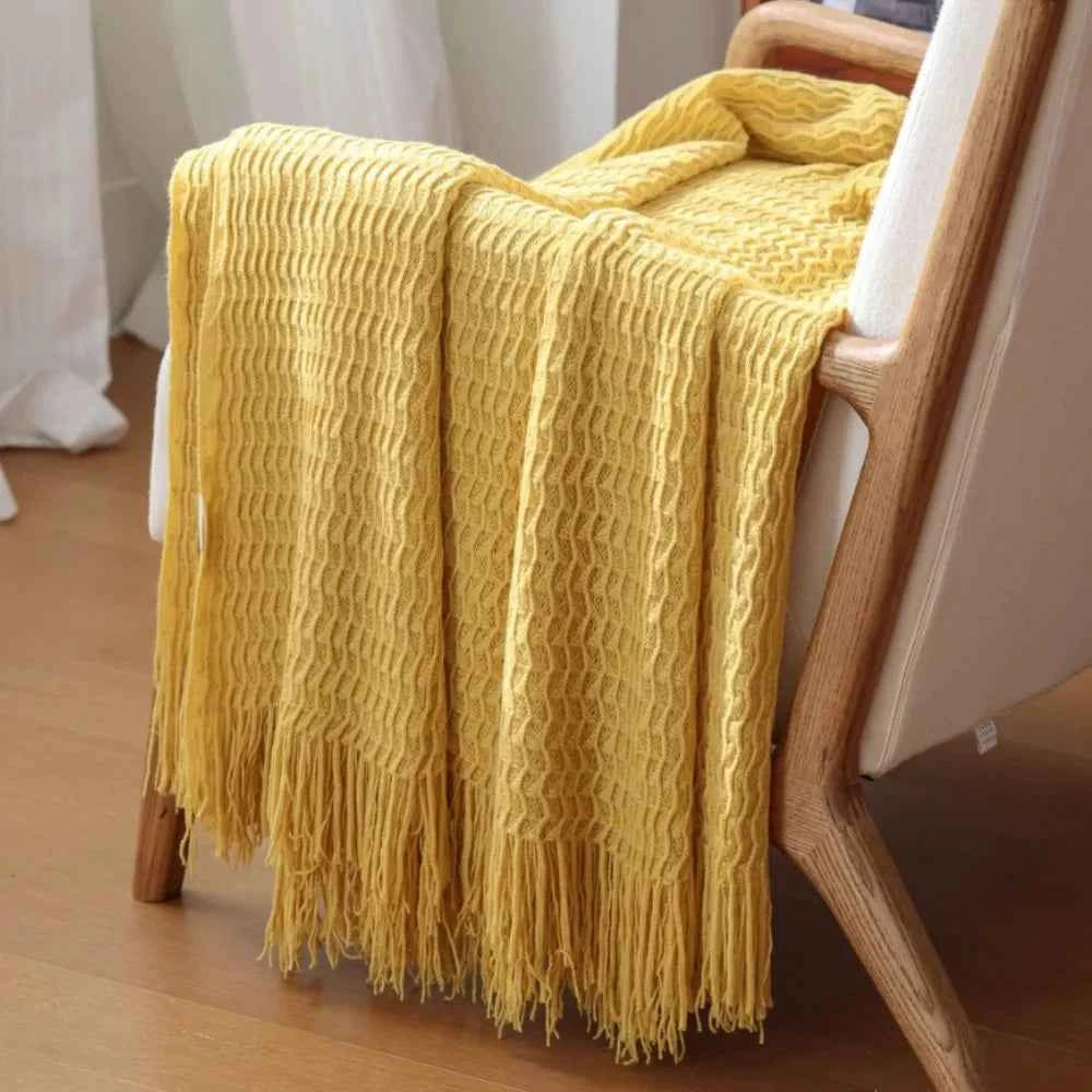 Nordic Knitted Blanket Soft Summer Air Conditioning Sofa Bed Plaid Travel Nap Cozy Blanket with Tassels for Comforter Decor