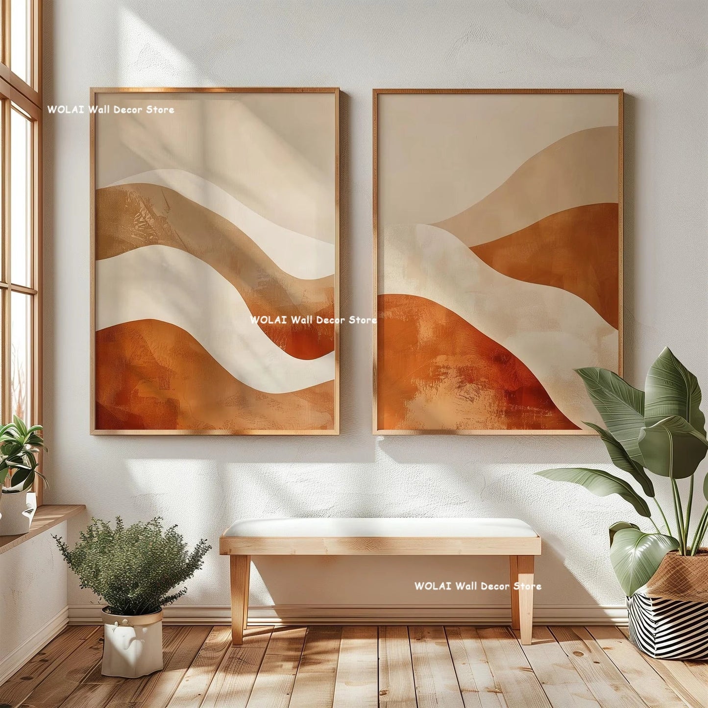 2pcs/set Japanese Retro Wabisabi Mountain Abstract Canvas Printing Abstract Green Sunset Flying Crane Wall Art Poster Home Decor The Home Essentials