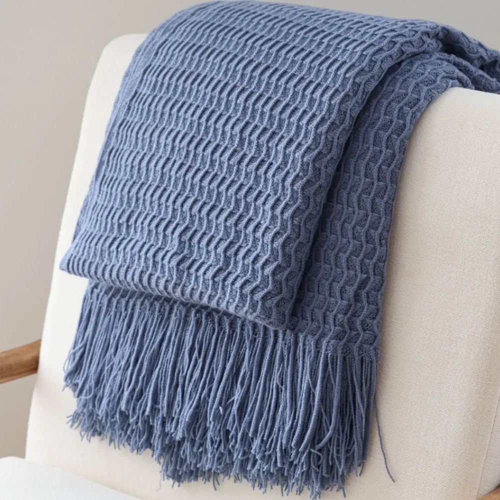 Nordic Knitted Blanket Soft Summer Air Conditioning Sofa Bed Plaid Travel Nap Cozy Blanket with Tassels for Comforter Decor The Home Essentials