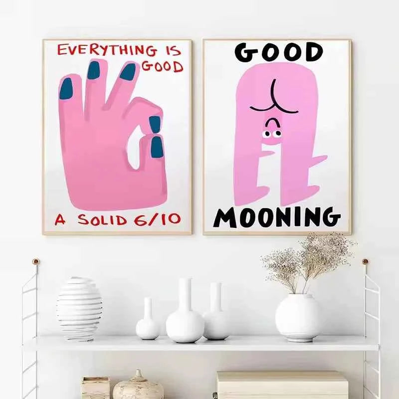 Humorous Slogan Nice Bum Cartoon Prints Family Canvas Painting Funny Toilet Bathroom Posters Alien Wall Pictures Home Room Decor