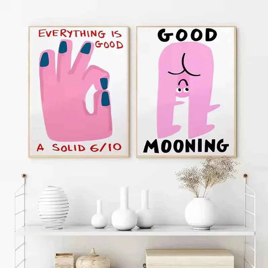 Humorous Slogan Nice Bum Cartoon Prints Family Canvas Painting Funny Toilet Bathroom Posters Alien Wall Pictures Home Room Decor