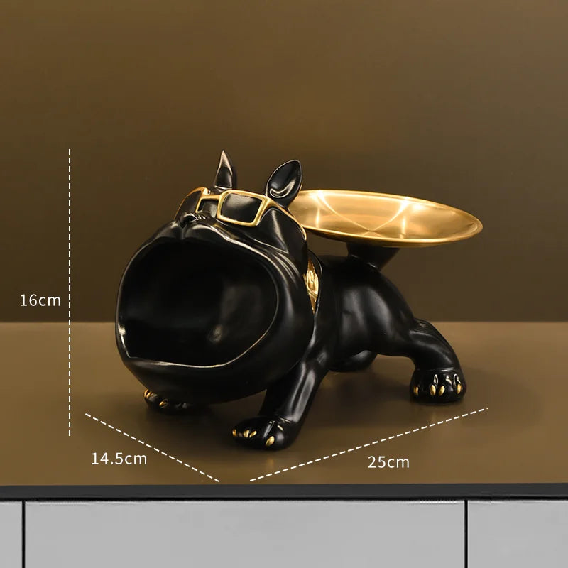 Resin Dog Statue Bulldog Statue Storage Tray Animal Decoration Resin Craft Art Sculpture Statue Dog Sculpture Home Decoration The Home Essentials