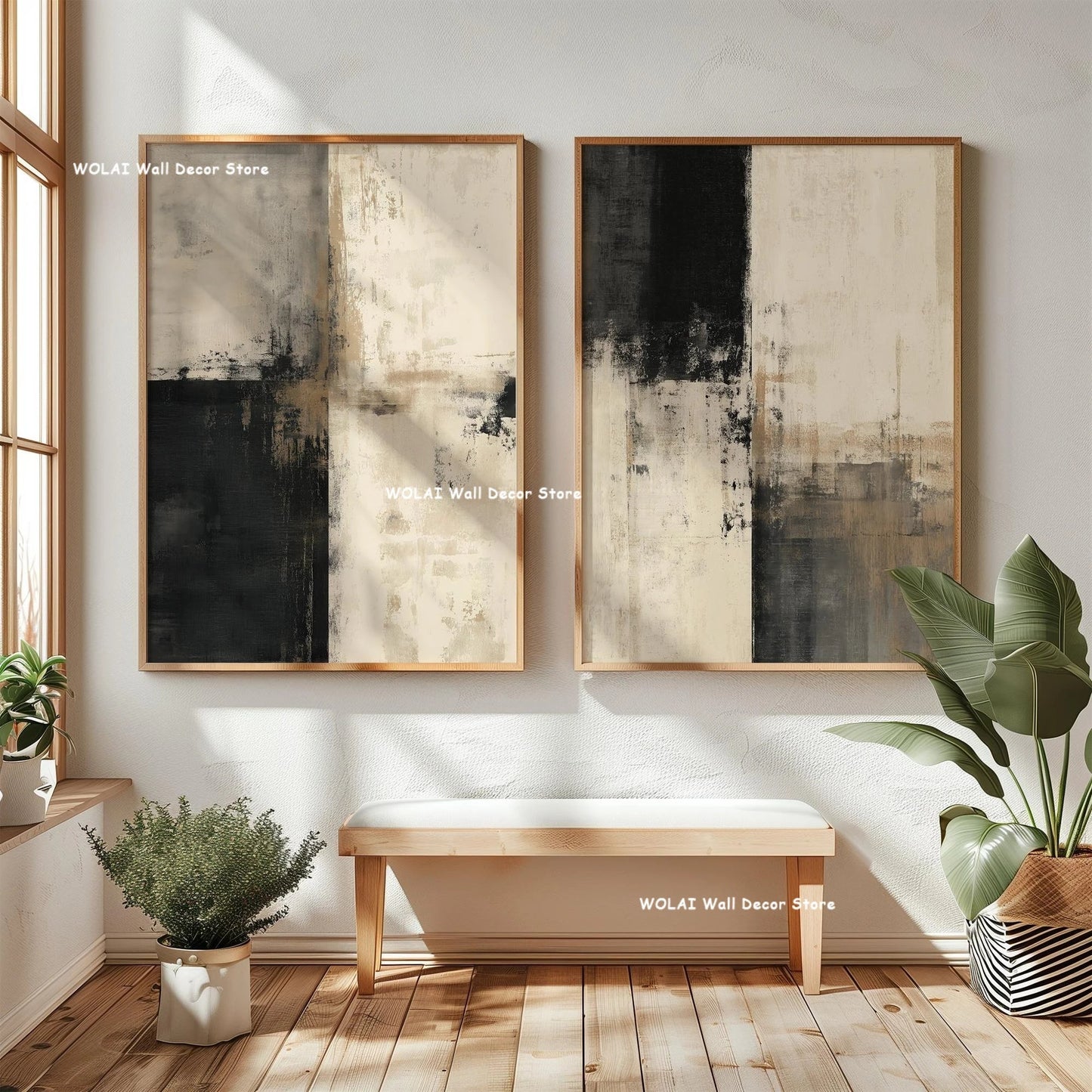 2pcs/set Japanese Retro Wabisabi Mountain Abstract Canvas Printing Abstract Green Sunset Flying Crane Wall Art Poster Home Decor The Home Essentials