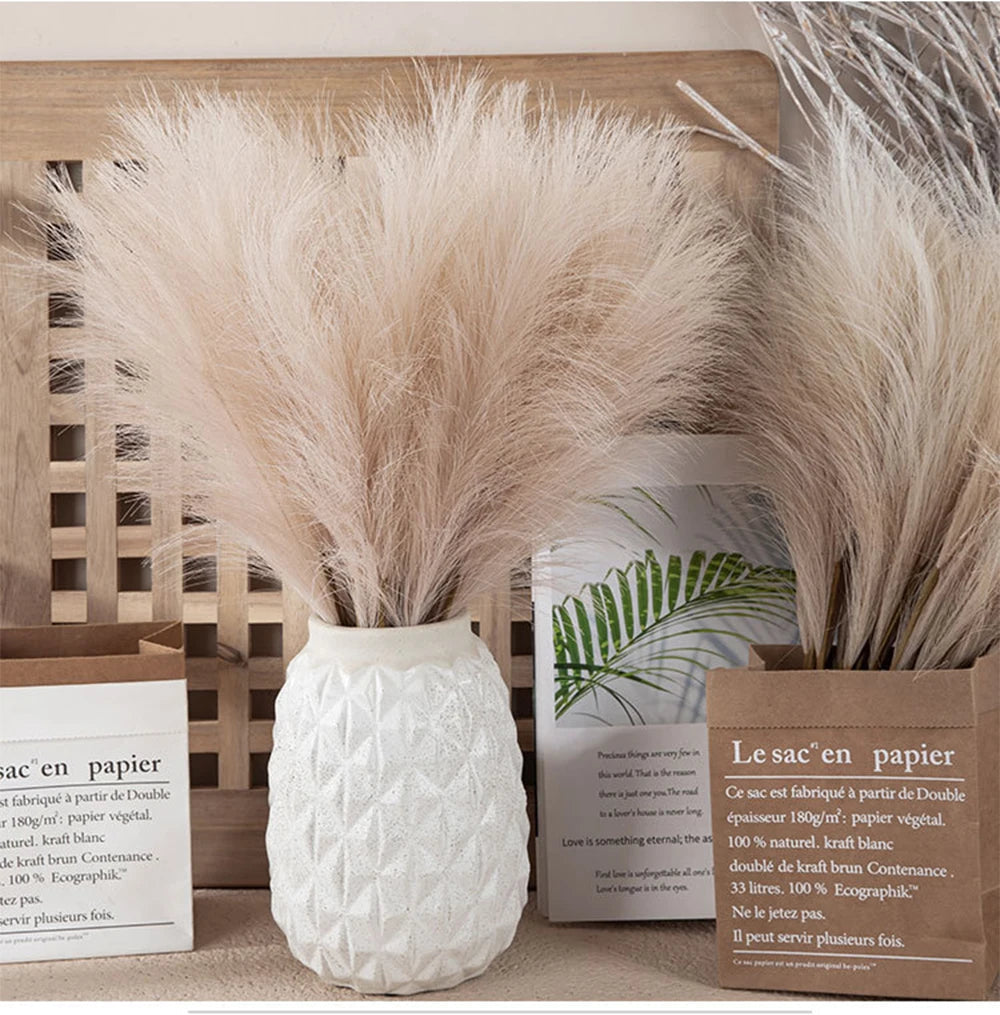 5/10/20PCS Fluffy Pampas Grass Boho Decor Artificial Flower Fake Plant Reed Simulated Party Wedding Home Decoration 42CM The Home Essentials
