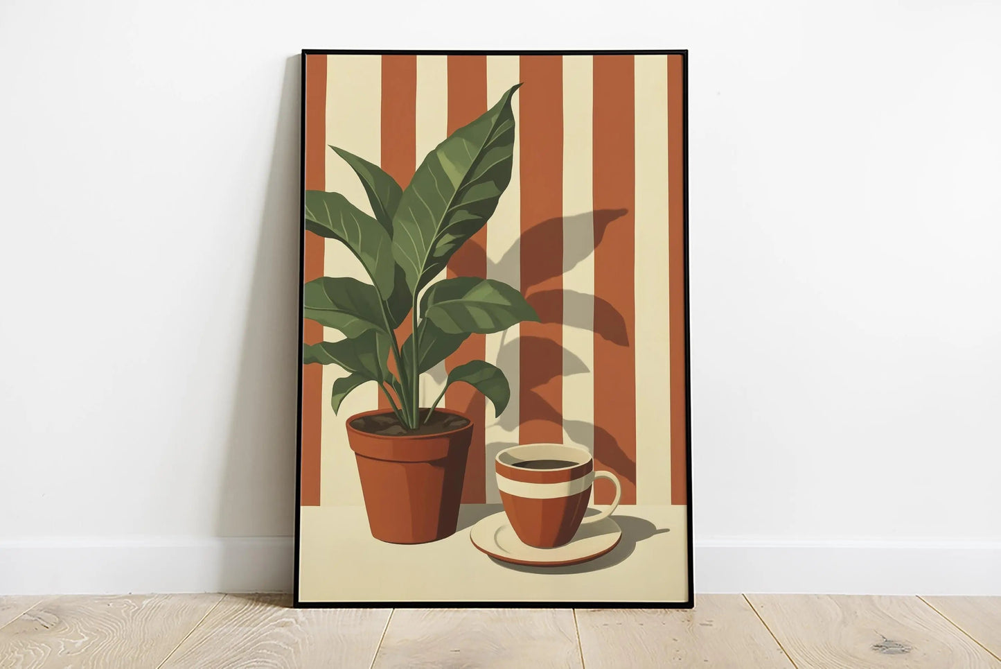 Vintage Coffee Plant Warm Stripes Canvas Prints Poster Retro MinimalistSuitable for Decoration in Living Rooms Bedrooms The Home Essentials