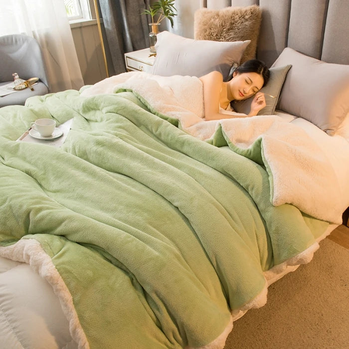 Wool Throw Blanket Keep Warm Winter Bed Blankets Double Sided Queen Duvet Cover Camping Double Bed Cover Bedspread On The Bed The Home Essentials