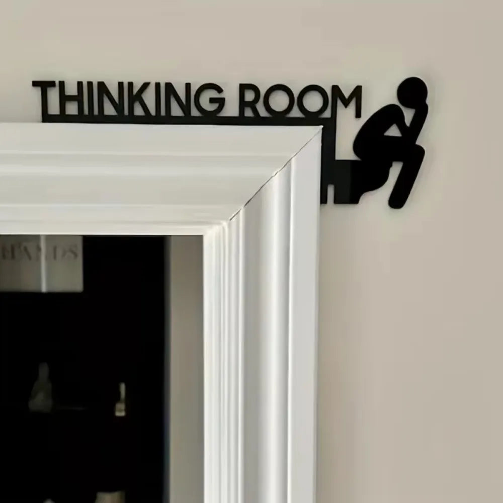 1pc Modern Metal Toilet Door Sign - Stylish Thinking Room Wall Sculpture - Home Decor Artwork - Decorative Door Frame Pendant The Home Essentials