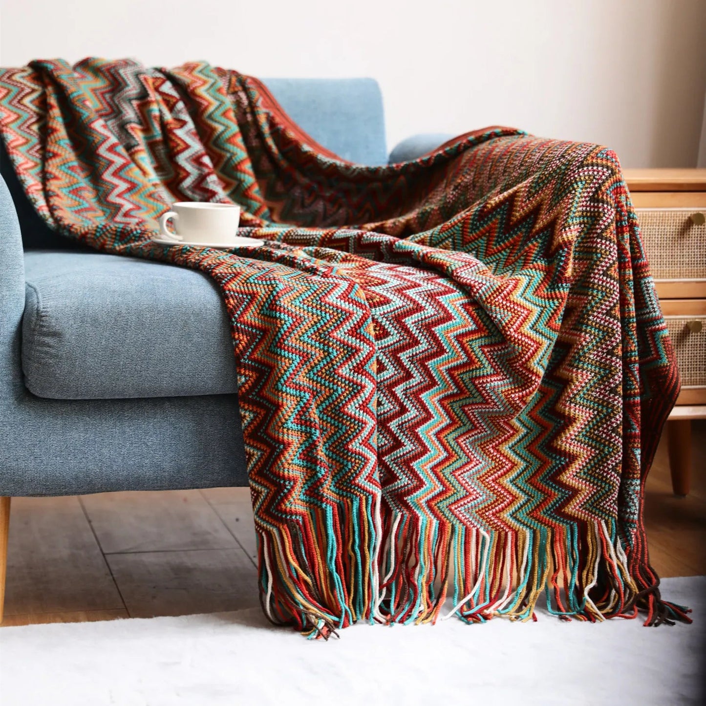 Nordic Knitted Blanket Soft Summer Air Conditioning Sofa Bed Plaid Travel Nap Cozy Blanket with Tassels for Comforter Decor The Home Essentials