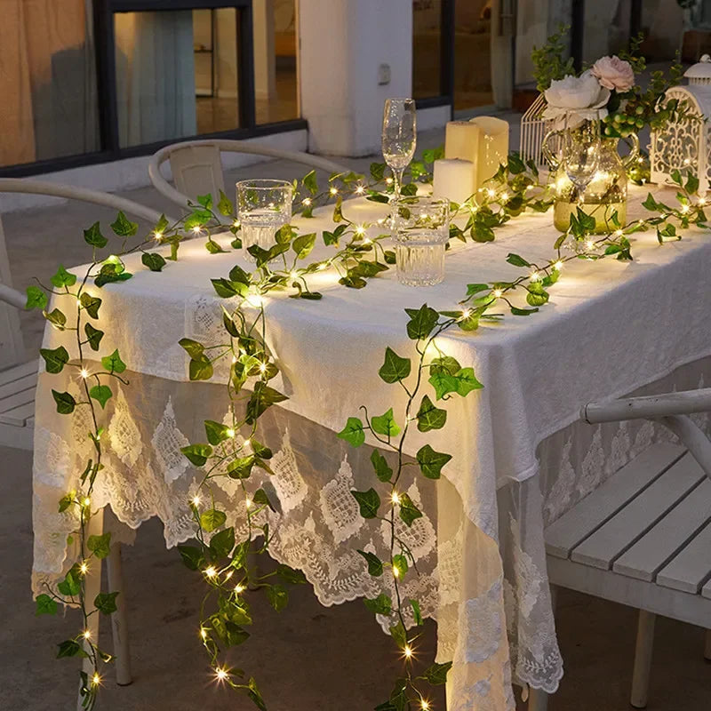 Flower Green Leaf String Lights Artificial Vine Fairy Lights Battery Powered Christmas Tree Garland Light for Weeding Home Decor The Home Essentials