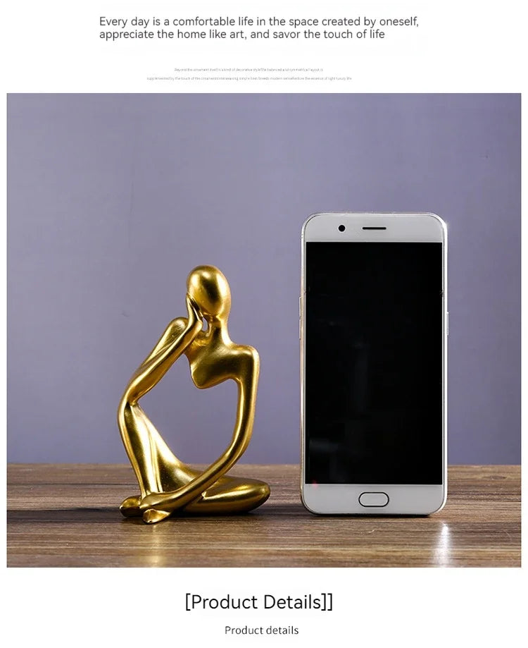 Sand Color The Thinker Abstract Statues Sculptures Yoga Figurine Nordic Living Room Home Decor Decoration Maison Desk Ornaments The Home Essentials