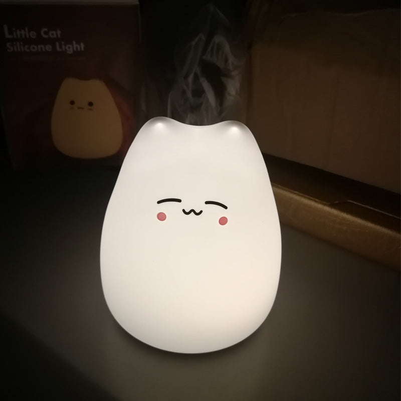 Mini Popular Cat Baby Night Lamp 7-color Pat Touch Color-changing Eye Protection Bedroom Bedside Night Light Gift Children The Home Essentials