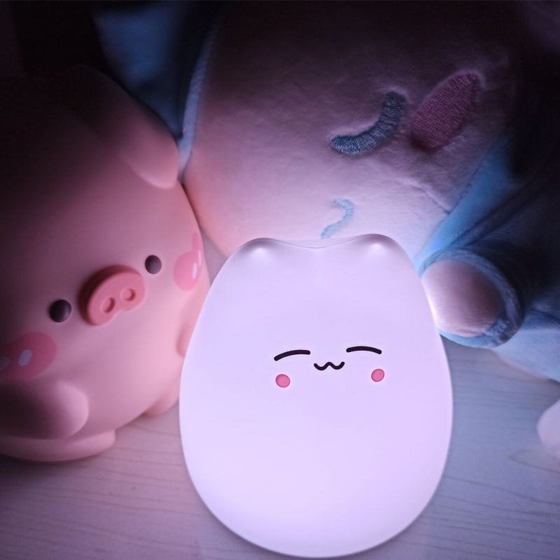 Mini Popular Cat Baby Night Lamp 7-color Pat Touch Color-changing Eye Protection Bedroom Bedside Night Light Gift Children The Home Essentials