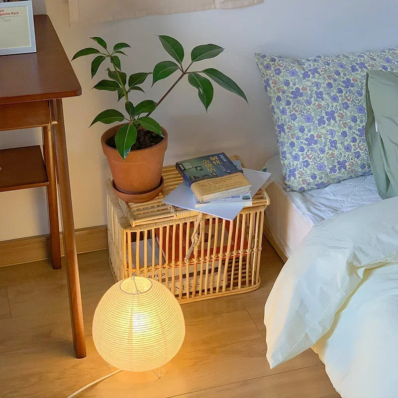 Japanese Lantern Led Table Lamp Living Room Bedroom Bedside Rice Paper Lights Study Homestay Art Creative Decor Table Lights