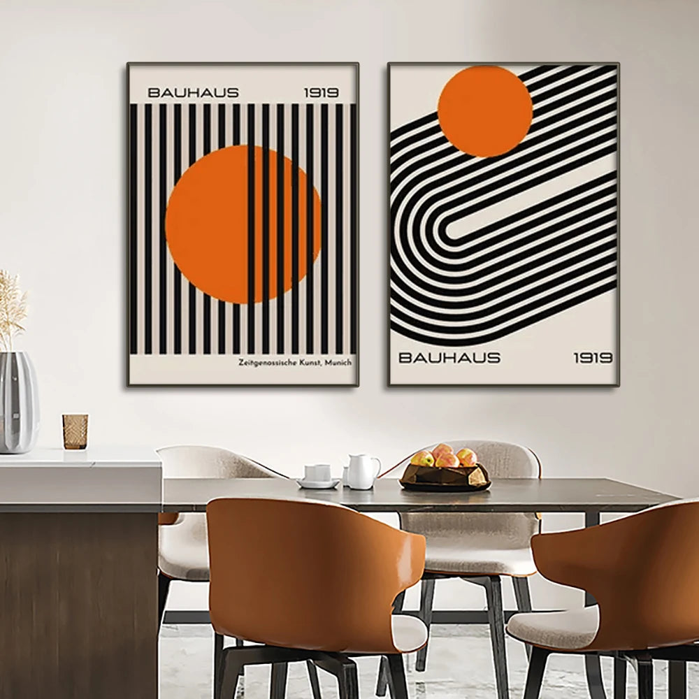 Mid Century Modern Bauhaus Abstract Geometric Posters Wall Art Canvas Painting Prints Pictures Gallery Living Room Interior Home The Home Essentials