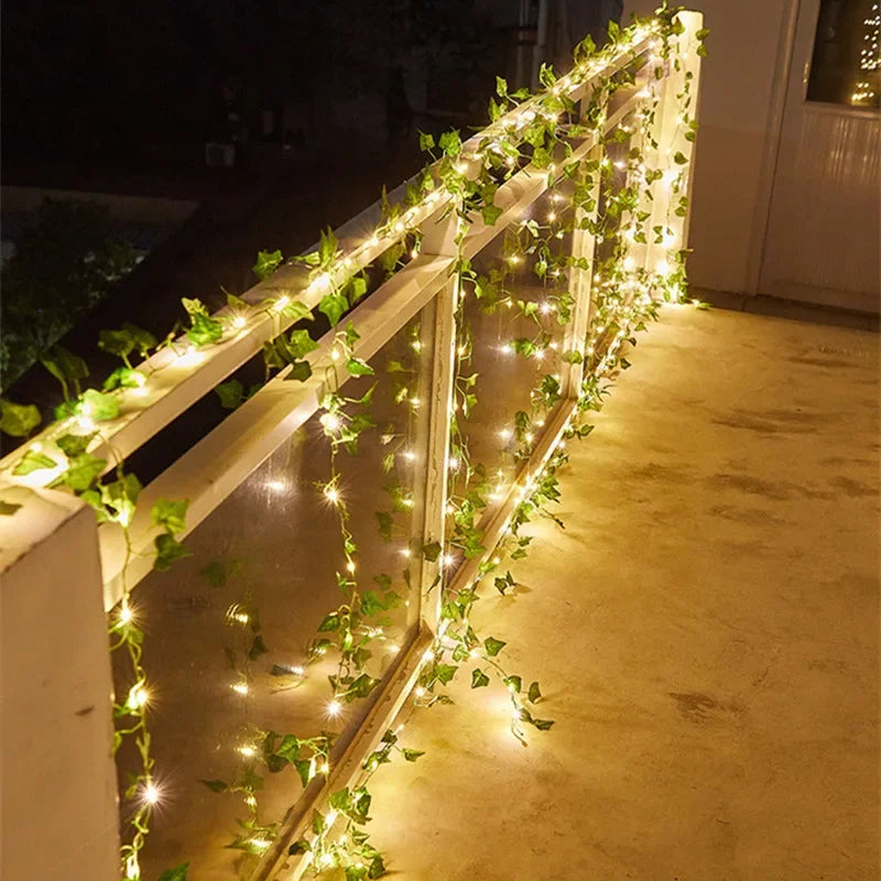 Flower Green Leaf String Lights Artificial Vine Fairy Lights Battery Powered Christmas Tree Garland Light for Weeding Home Decor The Home Essentials