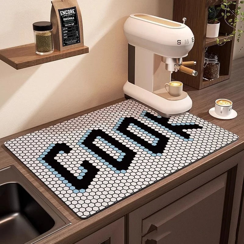 Coffee Machine Mat Waterproof Drain Pad Non-slip Dish Drying Mats for Kitchen Quick Dry Tableware Faucet Placemat Dinnerware The Home Essentials