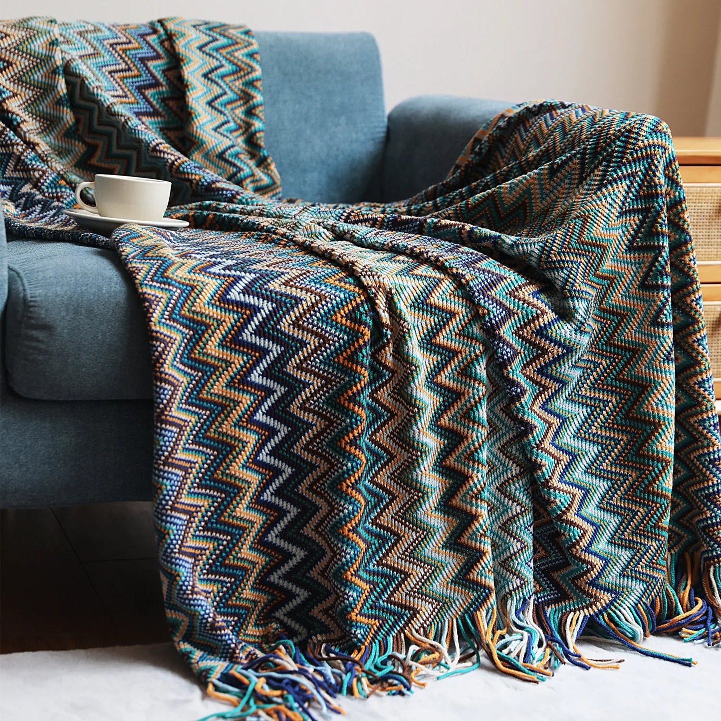 Nordic Knitted Blanket Soft Summer Air Conditioning Sofa Bed Plaid Travel Nap Cozy Blanket with Tassels for Comforter Decor The Home Essentials