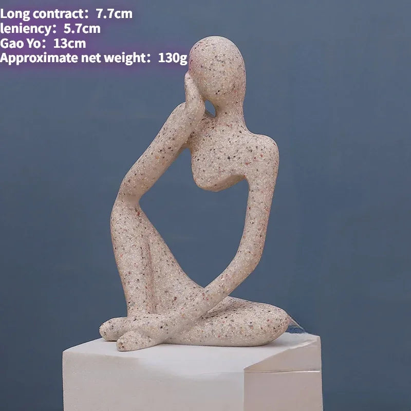 Sand Color The Thinker Abstract Statues Sculptures Yoga Figurine Nordic Living Room Home Decor Decoration Maison Desk Ornaments The Home Essentials