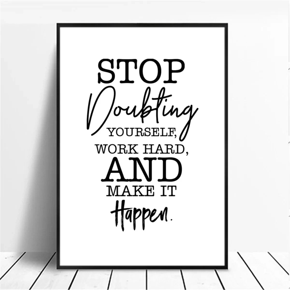 Canvas Painting Positive Energy Phrases Motivational Words Quote Poster Black and White Minimalist Wall Art Pictures Home Decor The Home Essentials