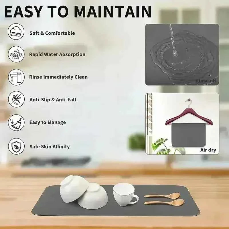 Coffee Machine Mat Waterproof Drain Pad Non-slip Dish Drying Mats for Kitchen Quick Dry Tableware Faucet Placemat Dinnerware