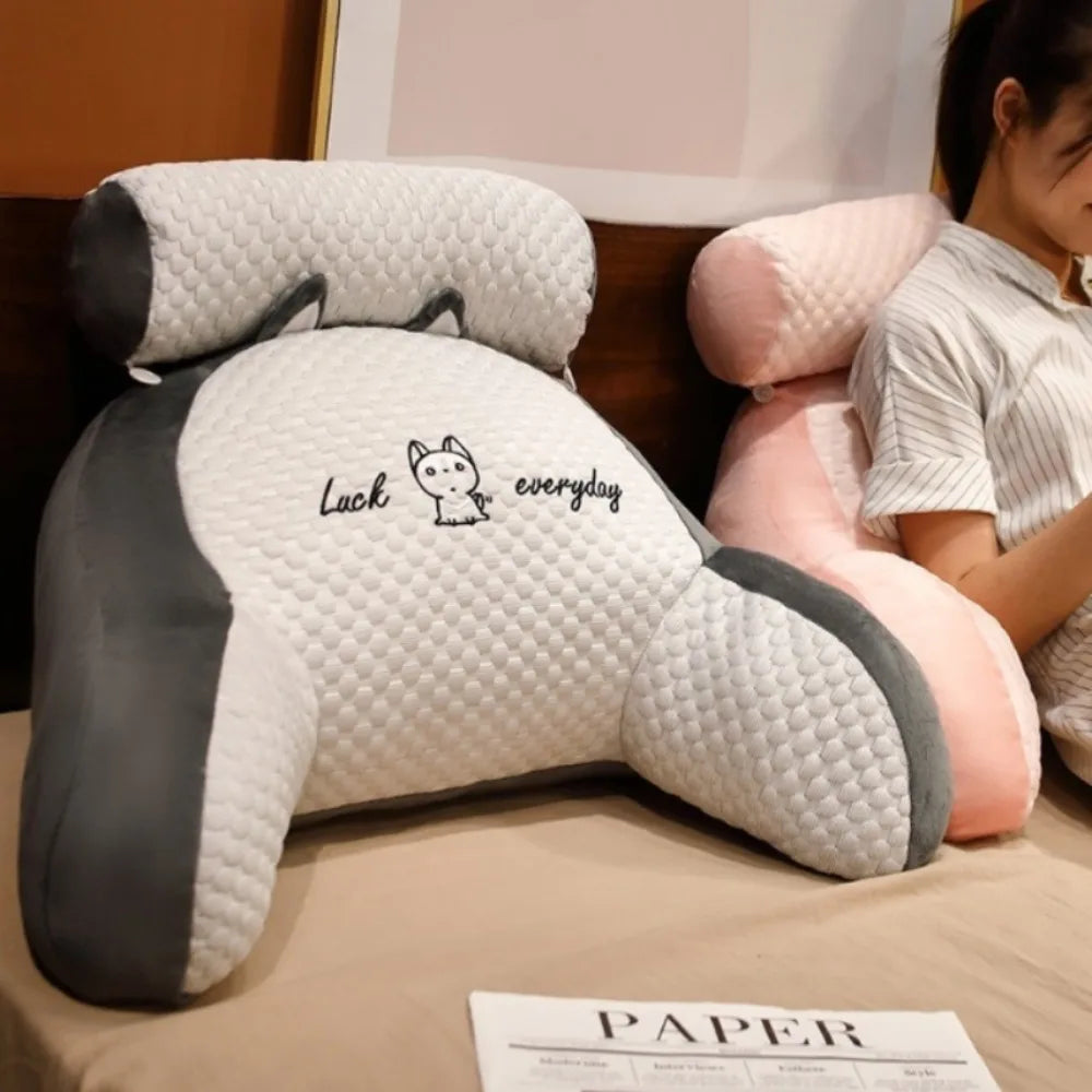 1pc Adjustable Reading Pillow - Ergonomic Back Support Cushion for Bed/Sofa/Floor, Gray Quilted Breathable Design The Home Essentials