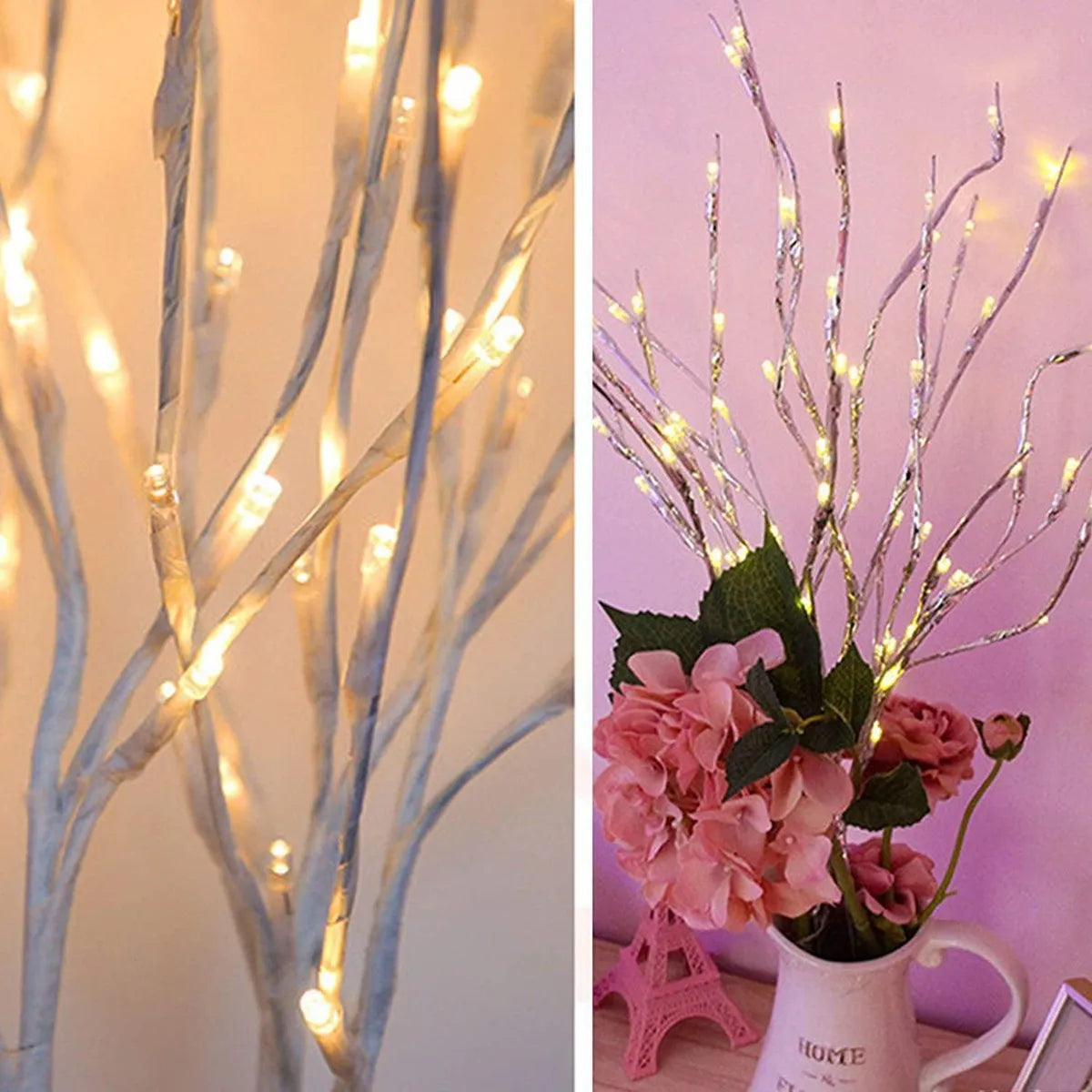 1 PC White Birch Branch Lights Battery Operated 20 LED Fairy Lights Willow Branches for Home Bedroom Inside Outdoor Decoration The Home Essentials
