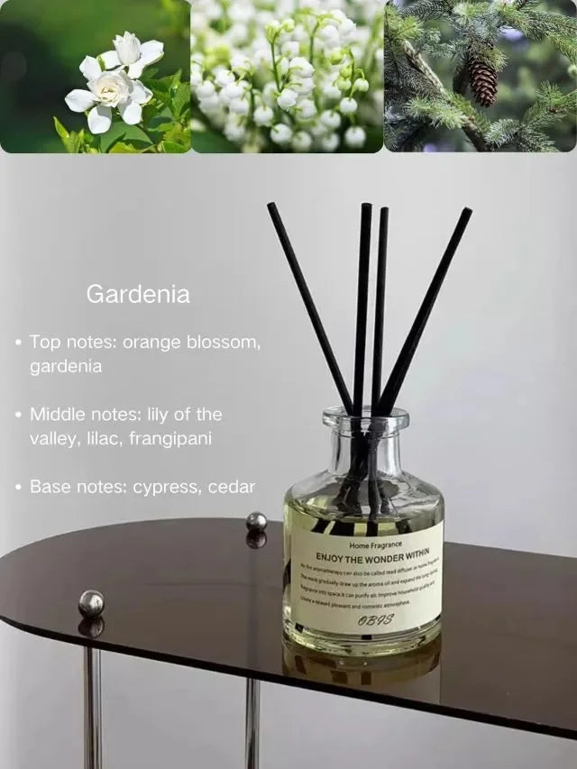 50ml Flameless Home Fragrance Room Flameless Freesia Jasmine Fragrance Oil with Reed Diffuser Stick Home Room Air Freshener Deco The Home Essentials