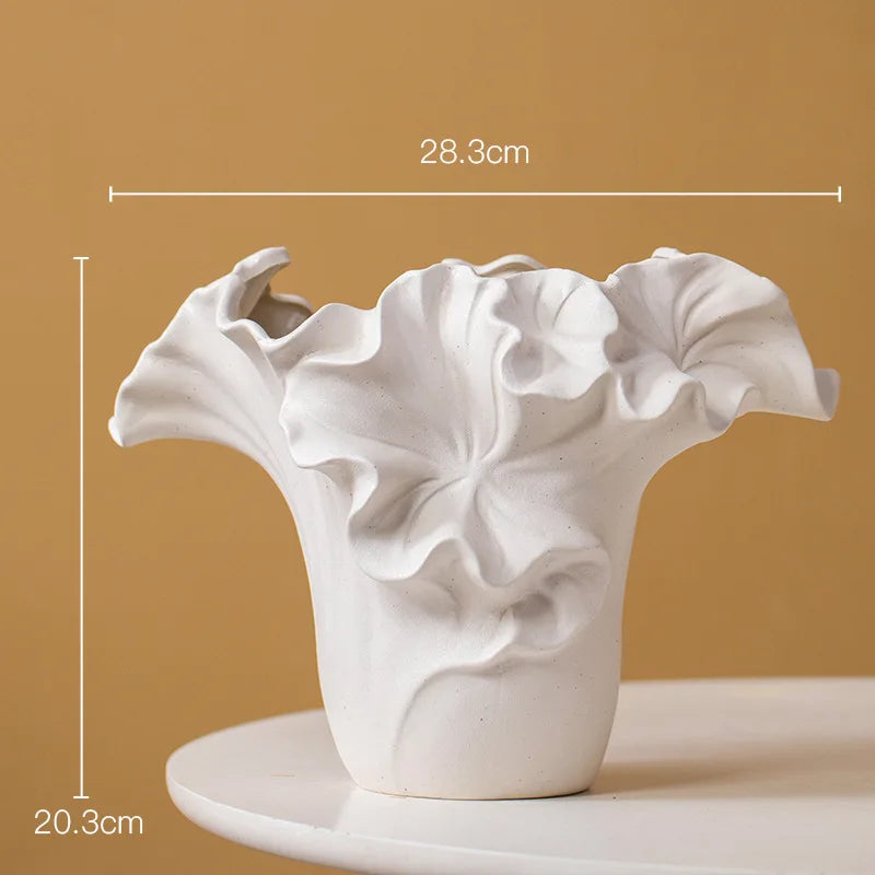 Ceramic Vase Handmade Petal Pleats Flower Vase Flower Arrangement Accessories Terrarium Flowerpot Room Decoration Accessories