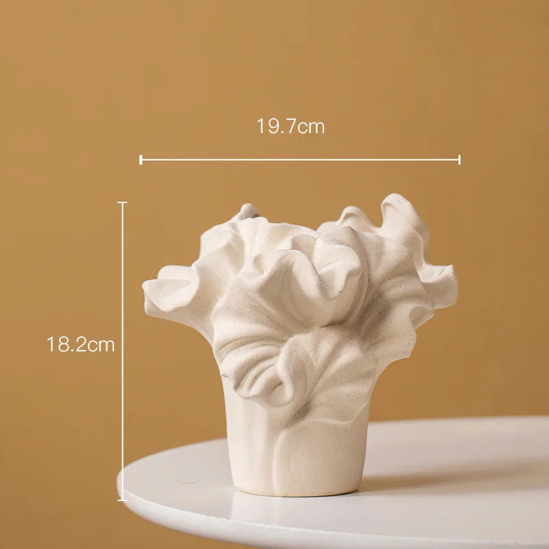 Ceramic Vase Handmade Petal Pleats Flower Vase Flower Arrangement Accessories Terrarium Flowerpot Room Decoration Accessories