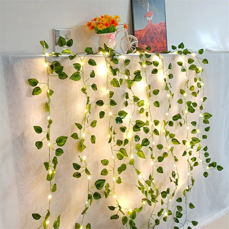 Flower Green Leaf String Lights Artificial Vine Fairy Lights Battery Powered Christmas Tree Garland Light for Weeding Home Decor The Home Essentials