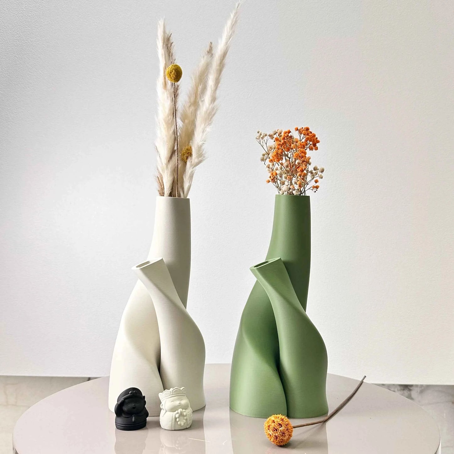 2 Piece Set of Special-Shaped Double Vase, Creative Dried Flower Vase, Multi-Color Optional, Suitable for Living Room, Kitchen,