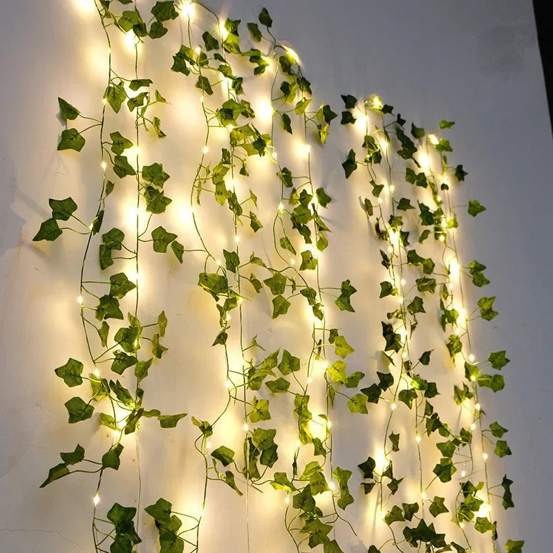 Flower Green Leaf String Lights Artificial Vine Fairy Lights Battery Powered Christmas Tree Garland Light for Weeding Home Decor The Home Essentials