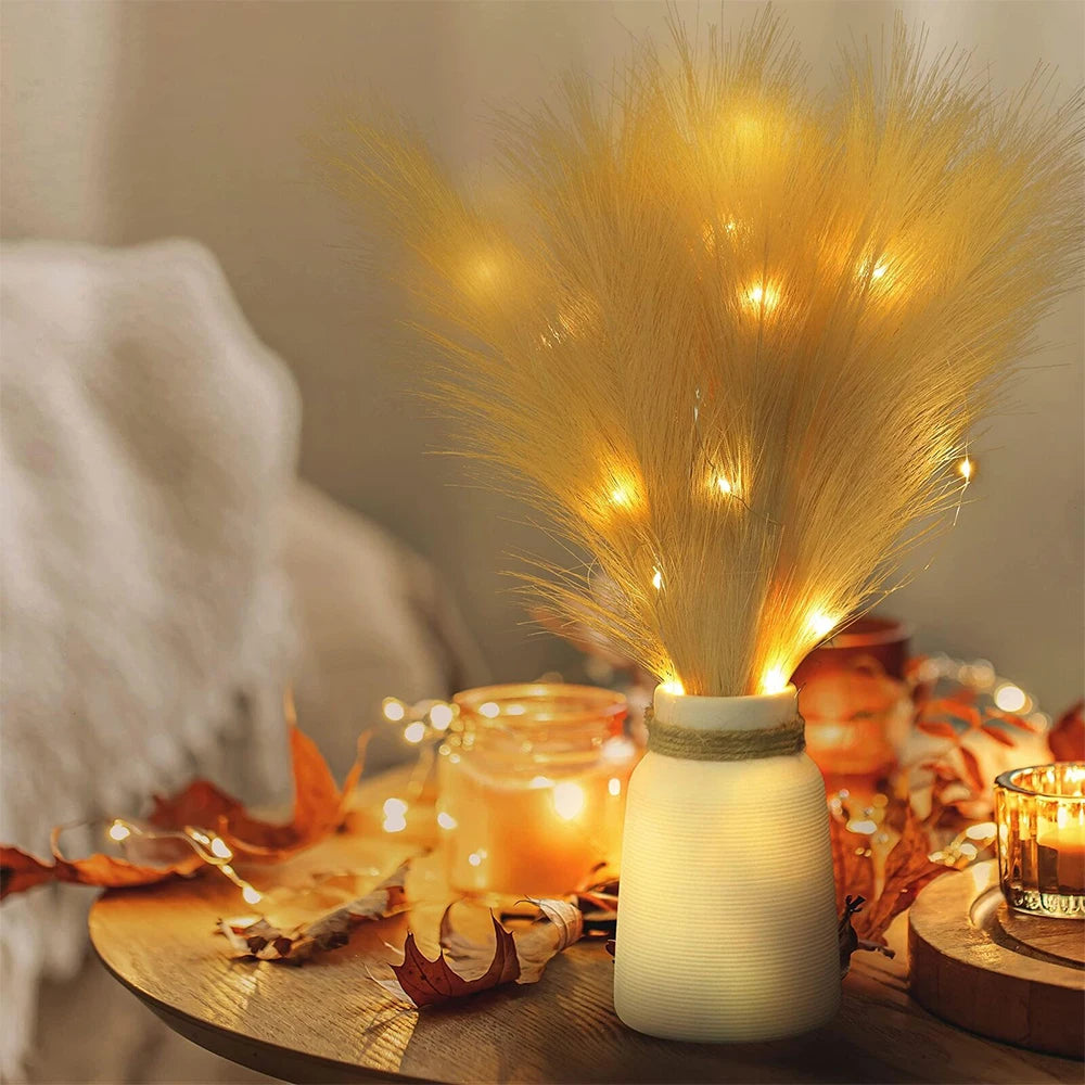 5/10/20PCS Fluffy Pampas Grass Boho Decor Artificial Flower Fake Plant Reed Simulated Party Wedding Home Decoration 42CM The Home Essentials