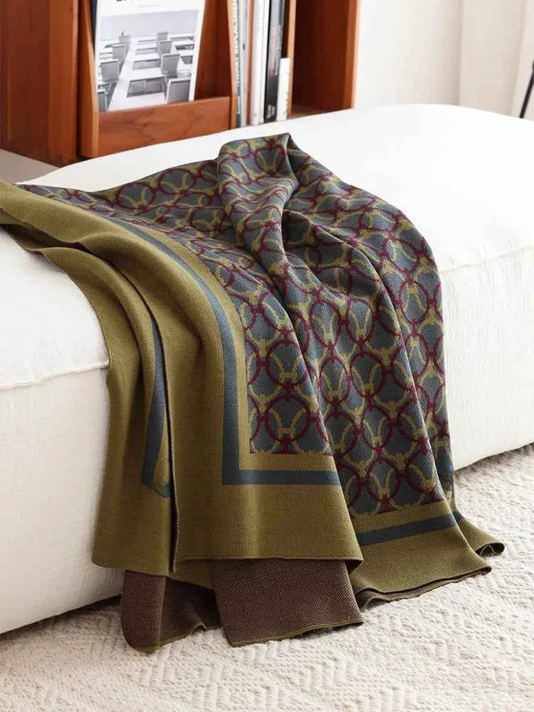 BENMO HOUSE Retro  Knitted Sofa Cover Blanket Air Conditioned Nap Blanket Spring Summer Seasonal Universal Geometry P...