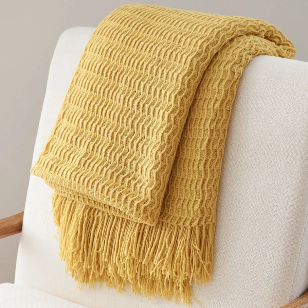 Nordic Knitted Blanket Soft Summer Air Conditioning Sofa Bed Plaid Travel Nap Cozy Blanket with Tassels for Comforter Decor The Home Essentials