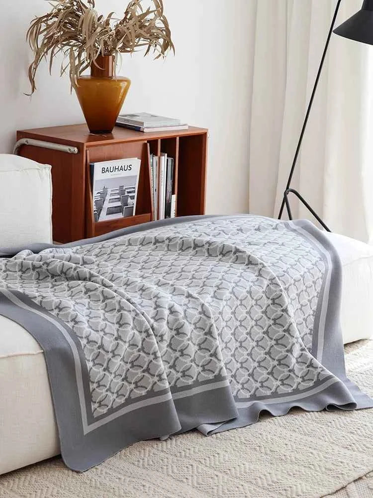 BENMO HOUSE Retro  Knitted Sofa Cover Blanket Air Conditioned Nap Blanket Spring Summer Seasonal Universal Geometry P...