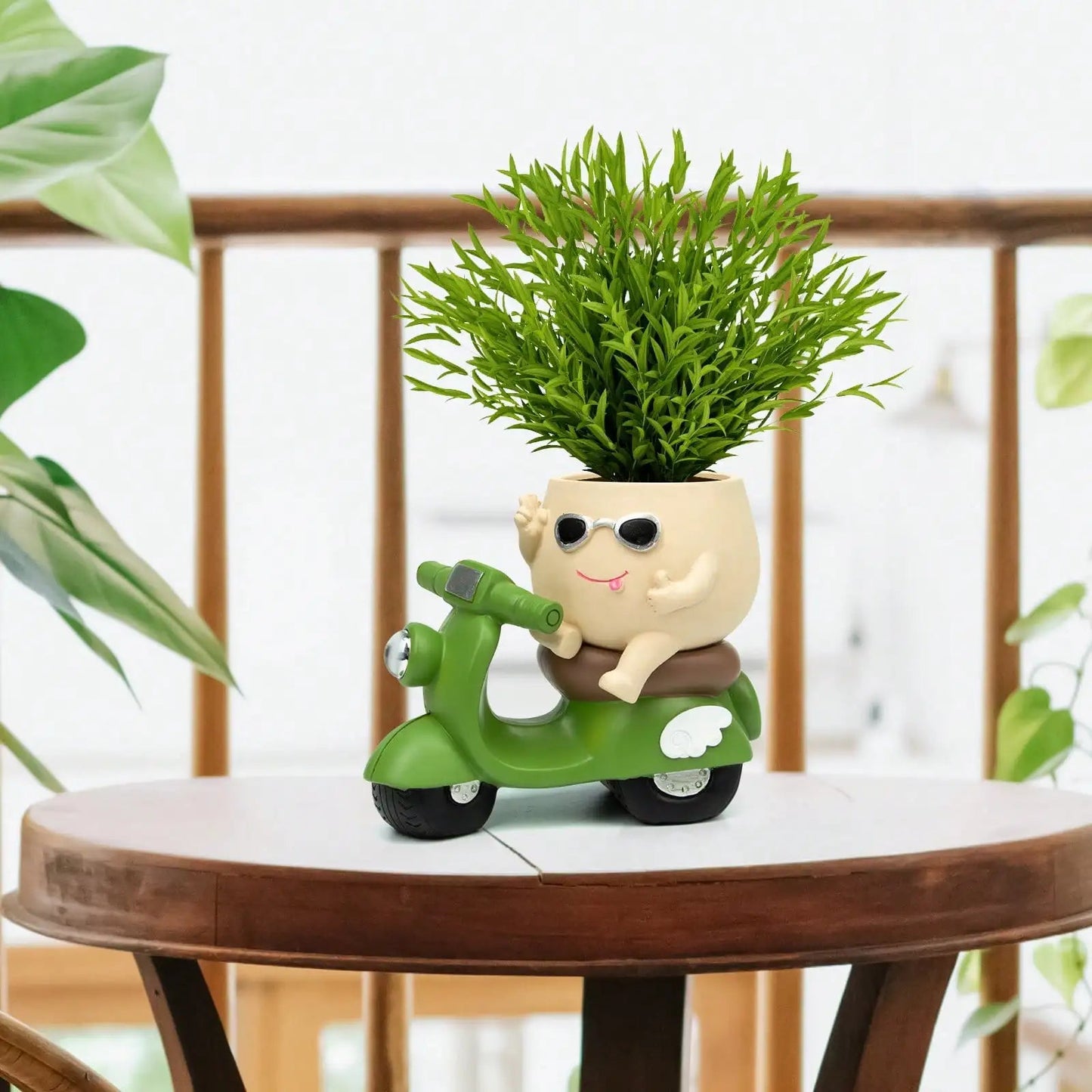 Cute Motorcycle Cartoon Planter, Creative Decorative Pot for Succulents Herbs Small Plants, Indoor Outdoor Home Decoration The Home Essentials